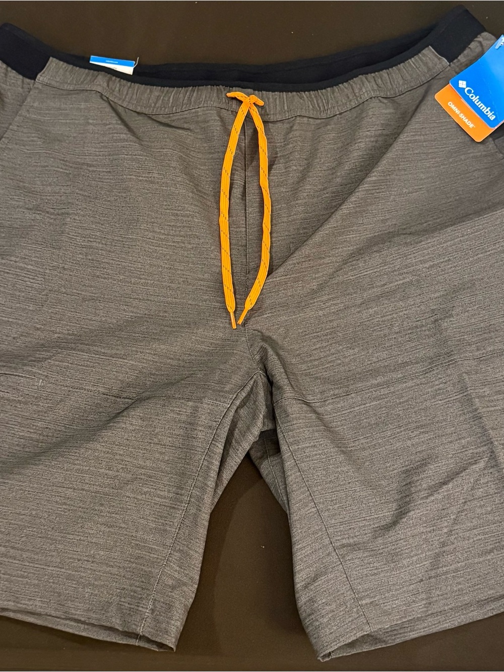 Columbia Men's Heather Gray Athletic Shorts with Orange Drawstring